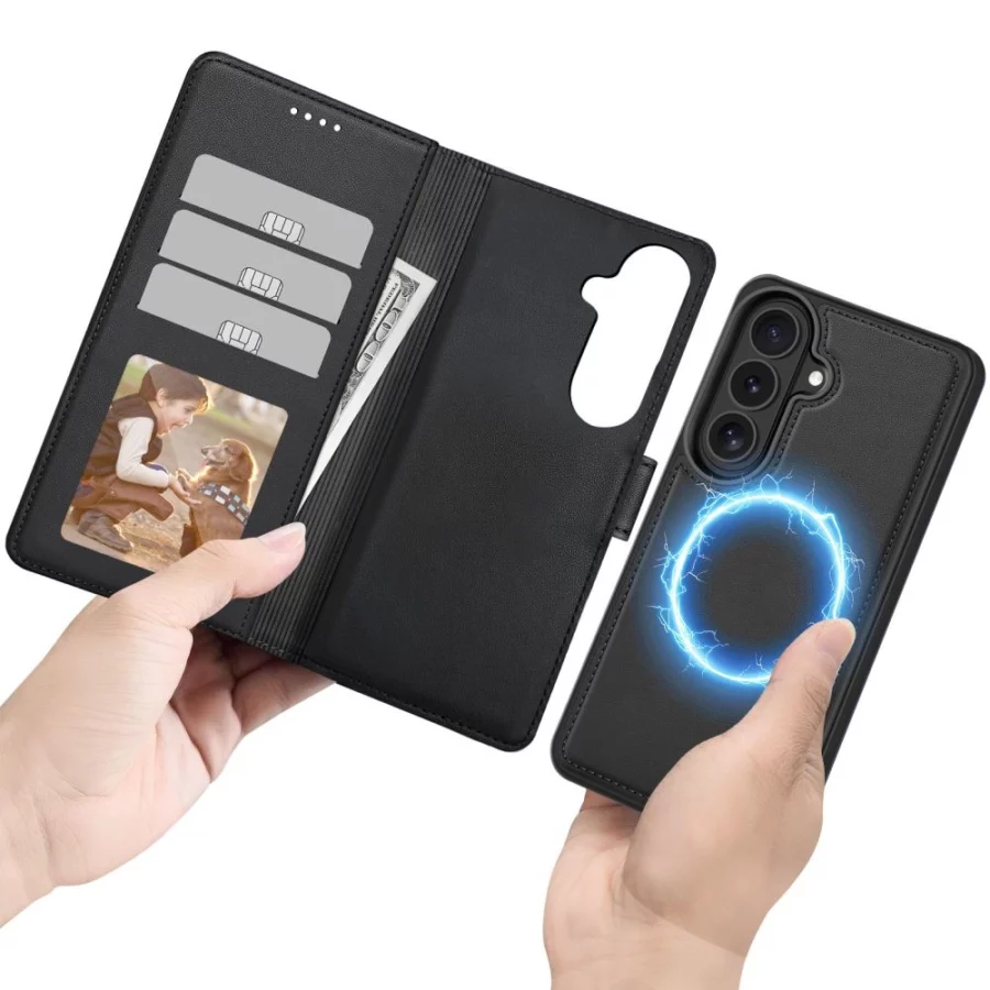 Etui Tech-Protect Wallet MagSafe na Samsung Galaxy S26 - czarne matowe