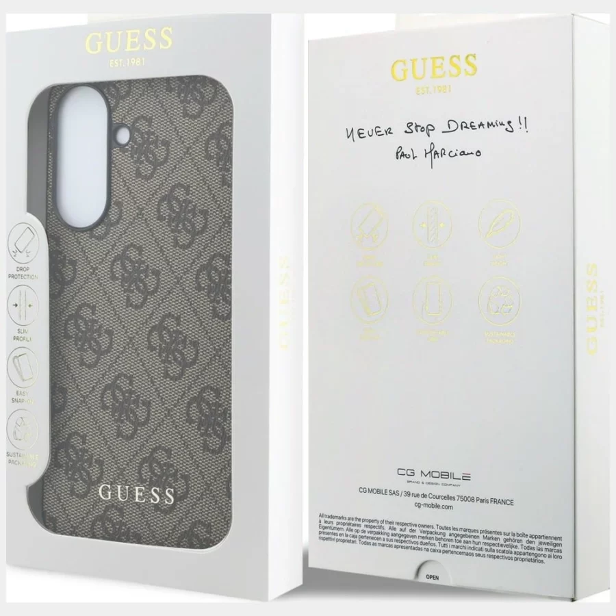 Etui Guess 4G Classic na Samsung Galaxy A57 5G - brązowe