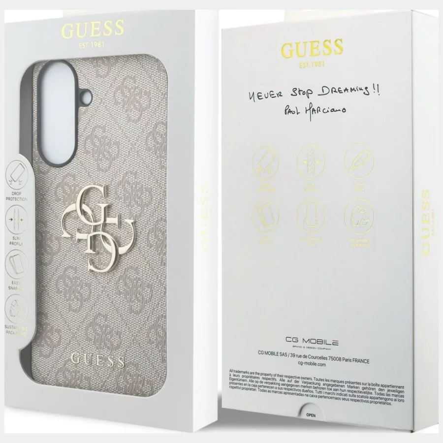 Etui Guess Leather 4G Metal Logo na Samsung Galaxy A37 5G - różowe
