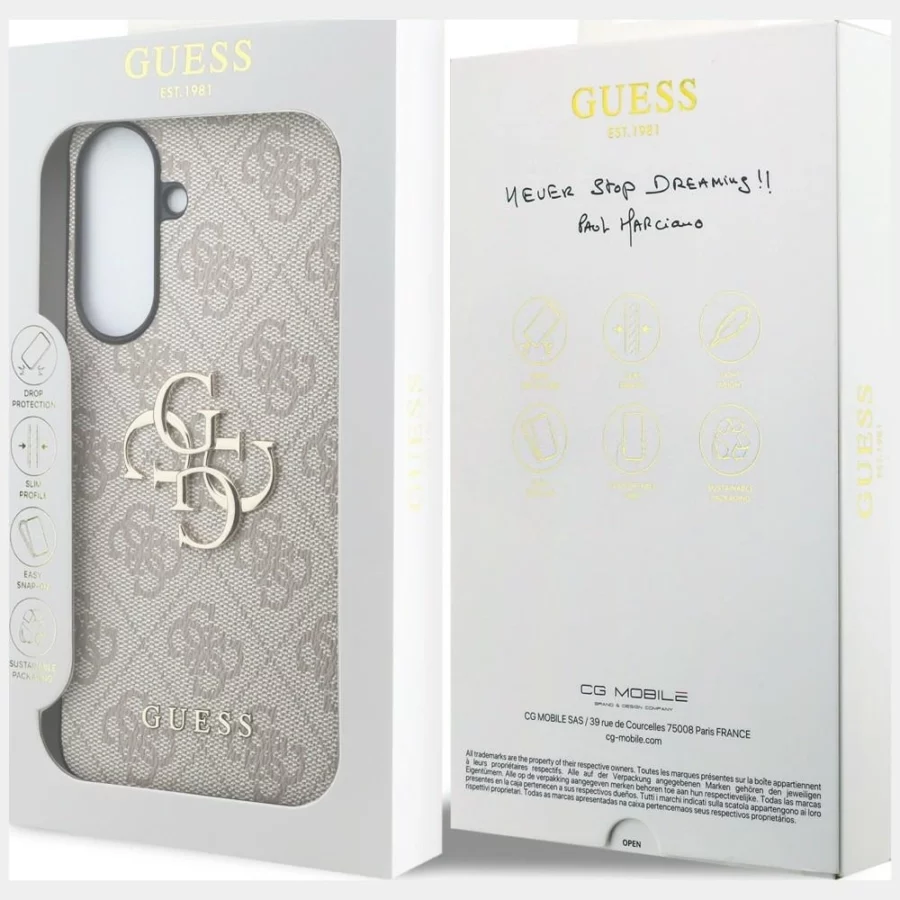 Etui Guess Leather 4G Metal Logo na Samsung Galaxy A57 5G - różowe