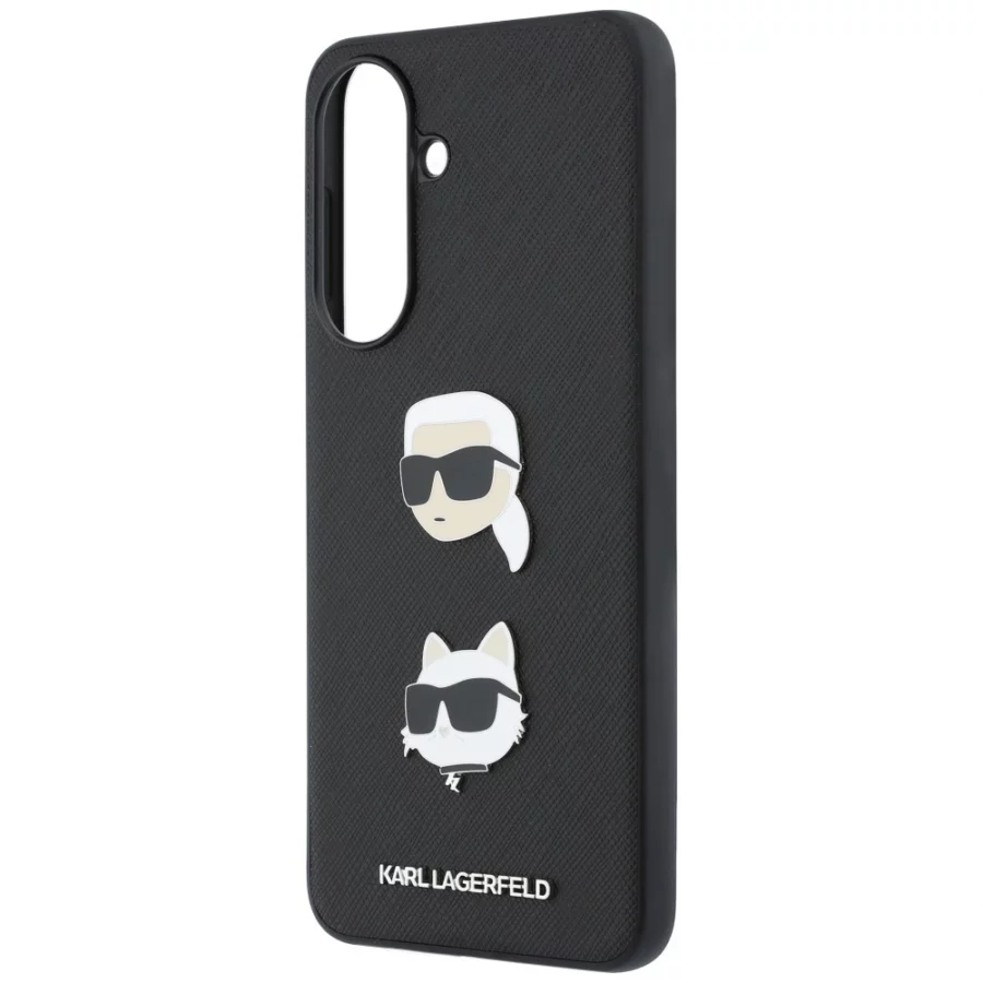 Etui Karl Lagerfeld w/ Karl&Choupette Heads Pins&Logo na Samsung Galaxy A37 5G - czarne