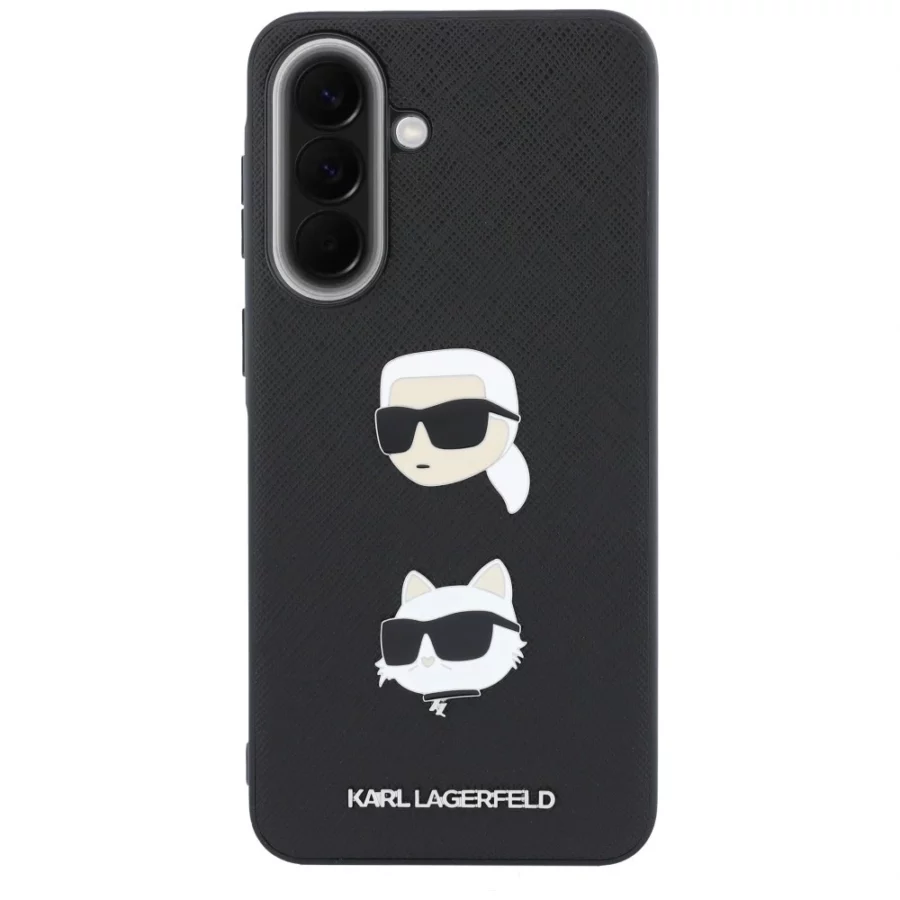 Etui Karl Lagerfeld w/ Karl&Choupette Heads Pins&Logo na Samsung Galaxy A57 5G - czarne