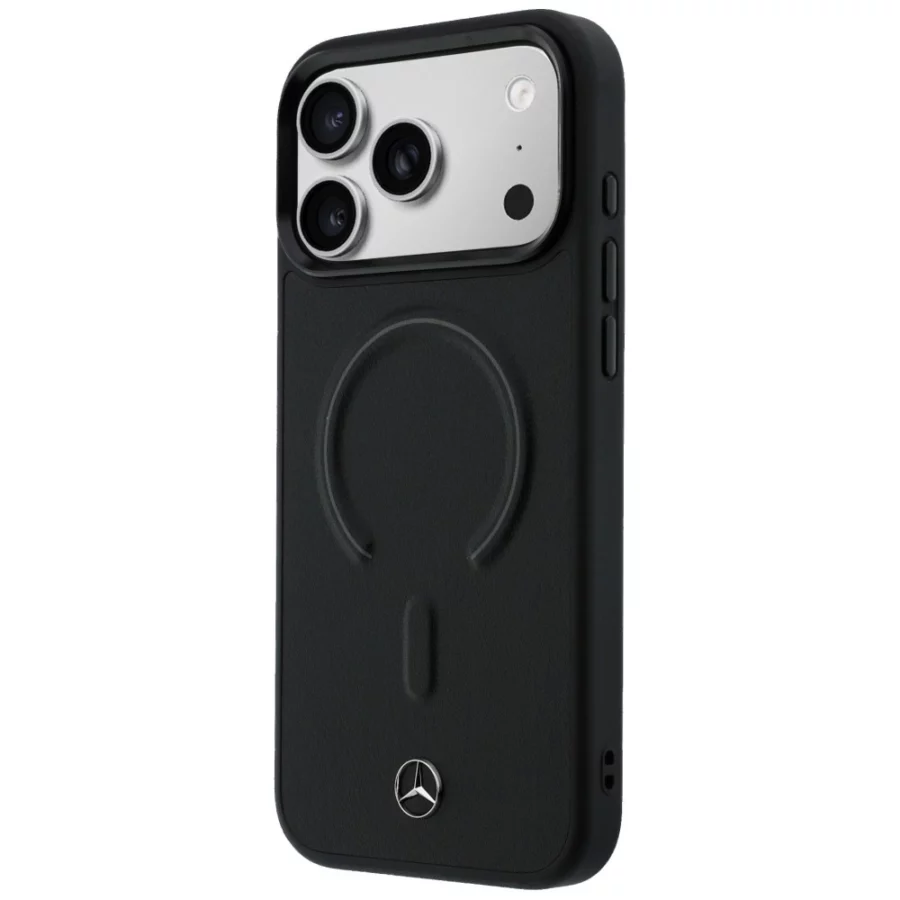 Etui Mercedes Leather 3D MagSafe na iPhone 17 Pro - czarne