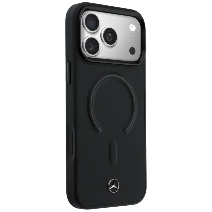 Etui Mercedes Leather 3D MagSafe na iPhone 17 Pro Max - czarne