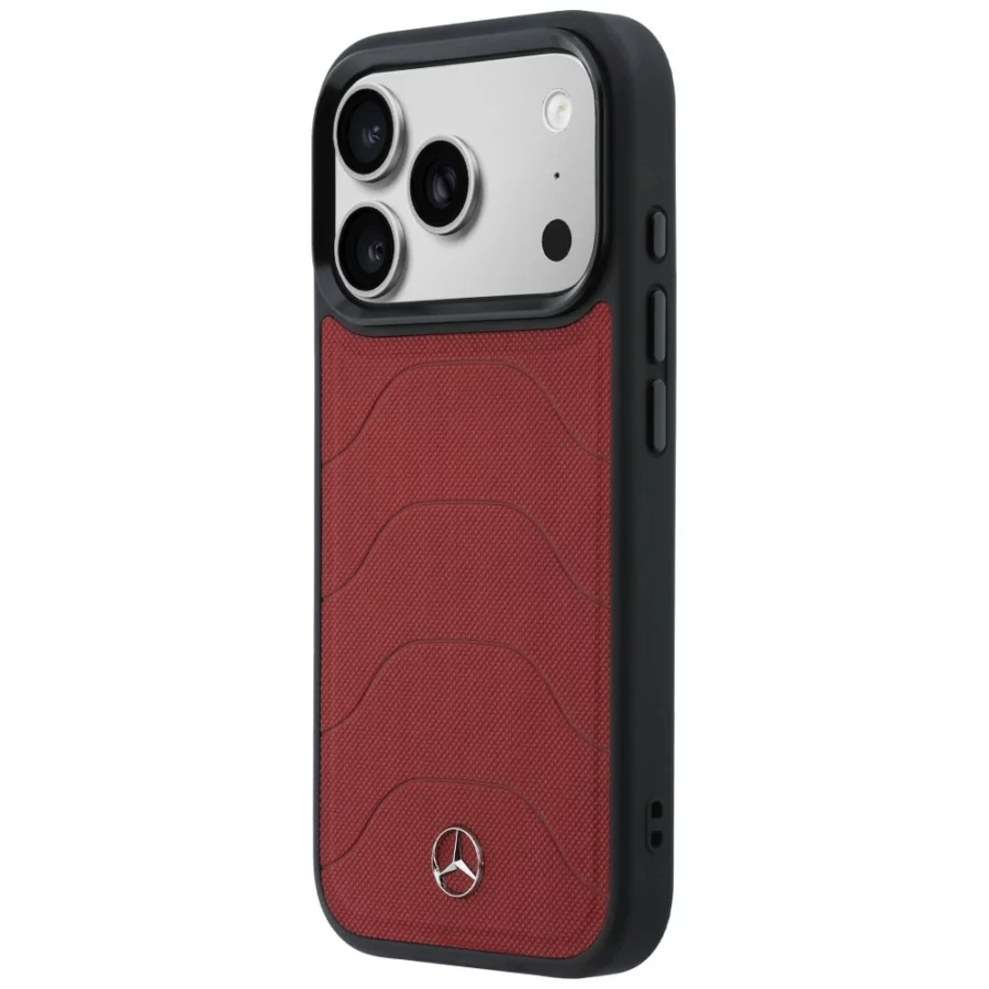 Etui Mercedes Leather Mesh with Bow Line MagSafe na iPhone 17 Pro - czerwone