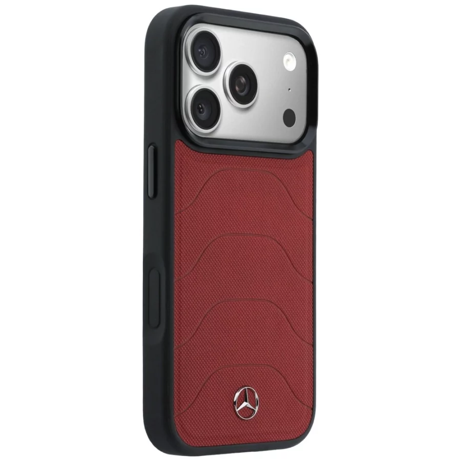 Etui Mercedes Leather Mesh with Bow Line MagSafe na iPhone 17 Pro - czerwone