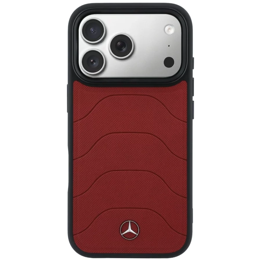 Etui Mercedes Leather Mesh with Bow Line MagSafe na iPhone 17 Pro Max - czerwone