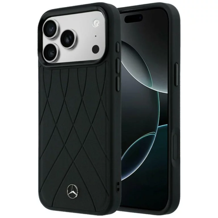 Etui Mercedes Leather with Crossed Lines MagSafe na iPhone 17 Pro - czarne
