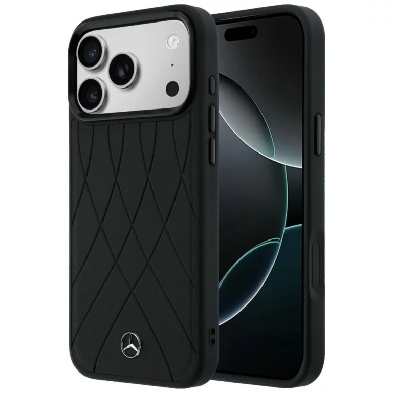 Etui Mercedes Leather with Crossed Lines MagSafe na iPhone 17 Pro Max - czarne