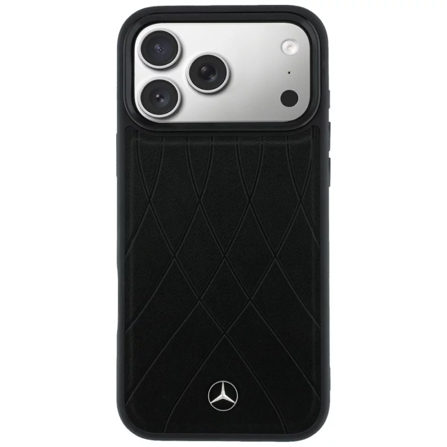 Etui Mercedes Leather with Crossed Lines MagSafe na iPhone 17 Pro Max - czarne
