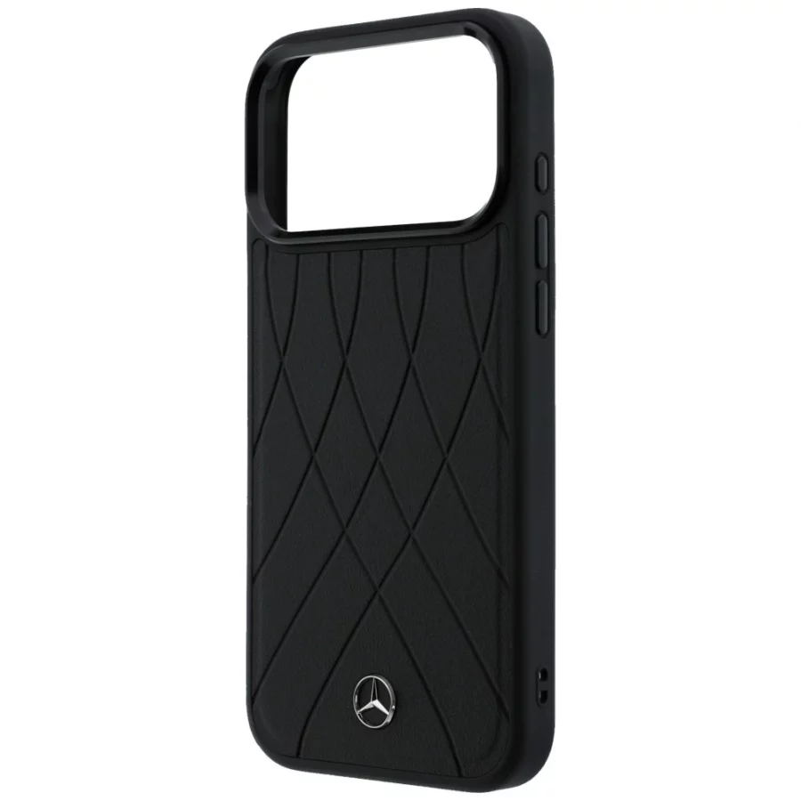 Etui Mercedes Leather with Crossed Lines MagSafe na iPhone 17 Pro Max - czarne