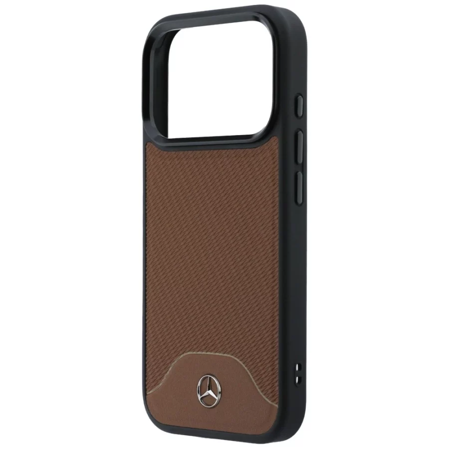 Etui Mercedes Leather Wood Effect and Curve MagSafe na iPhone 17 Pro - brązowe