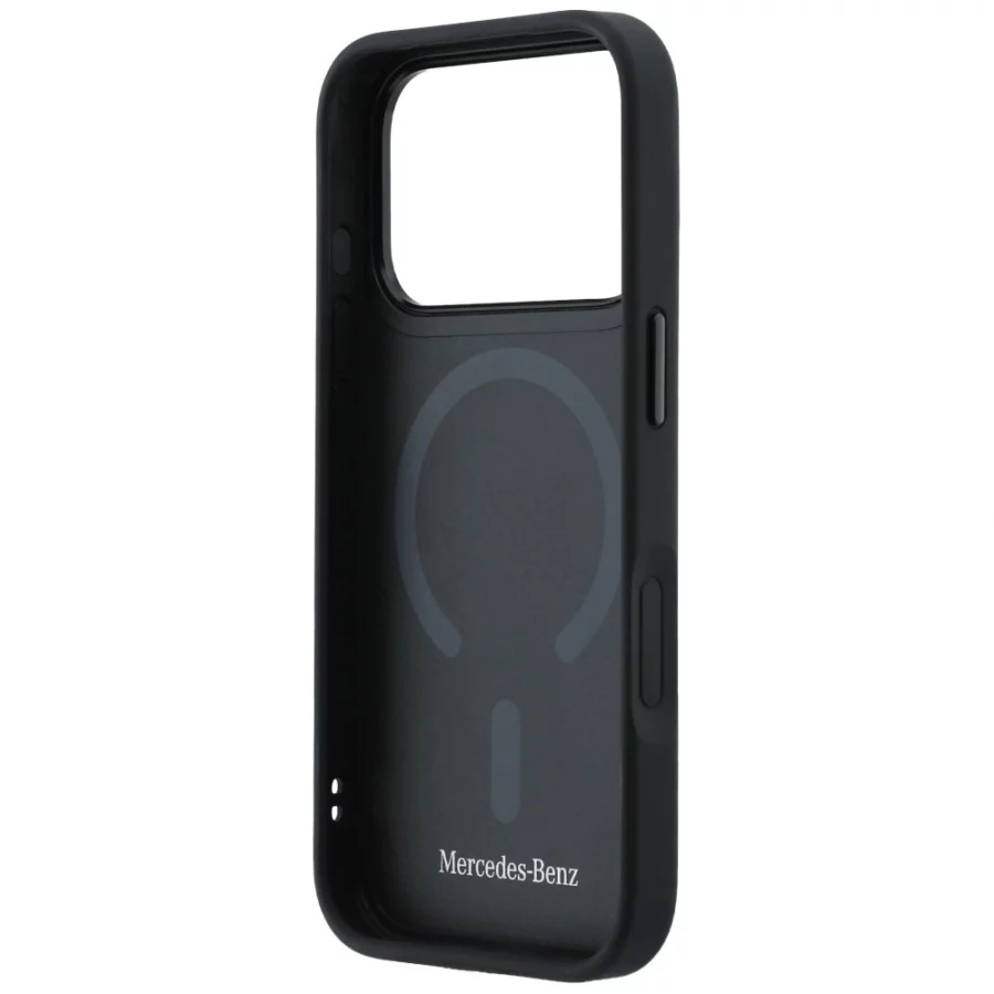 Etui Mercedes Leather Wood Effect and Curve MagSafe na iPhone 17 Pro - brązowe