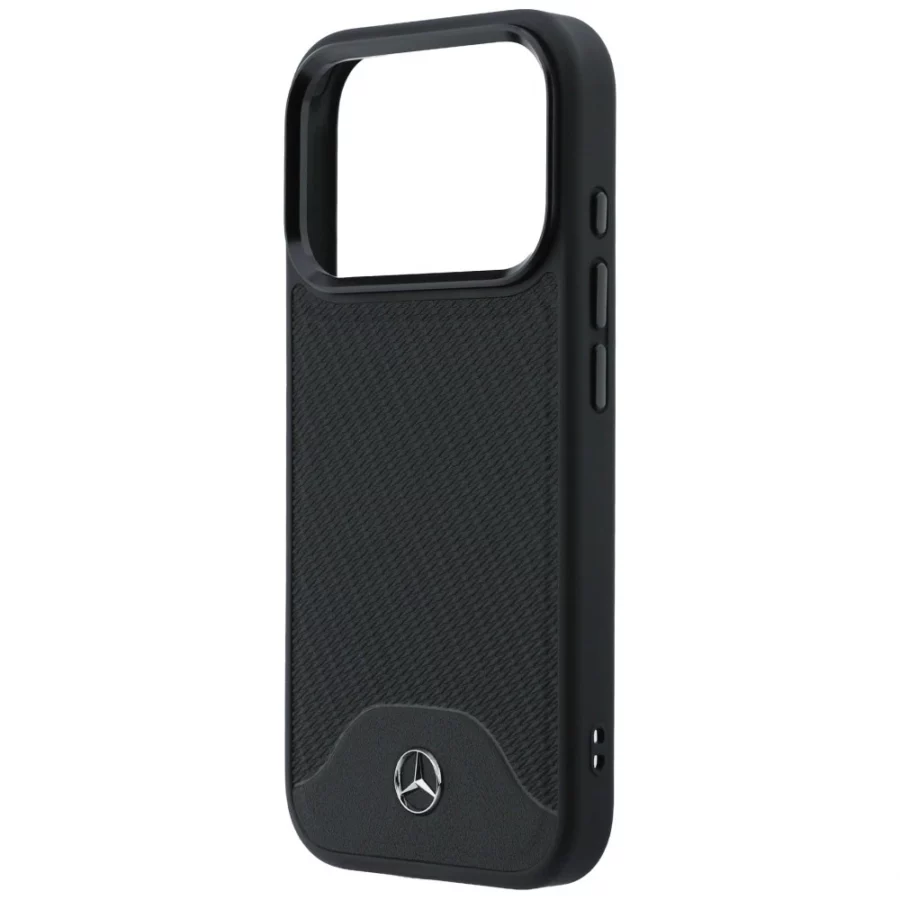 Etui Mercedes Leather Wood Effect and Curve MagSafe na iPhone 17 Pro - czarne