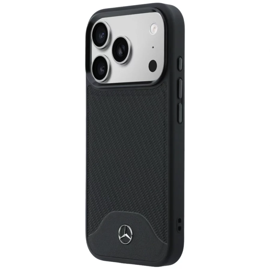 Etui Mercedes Leather Wood Effect and Curve MagSafe na iPhone 17 Pro Max - czarne