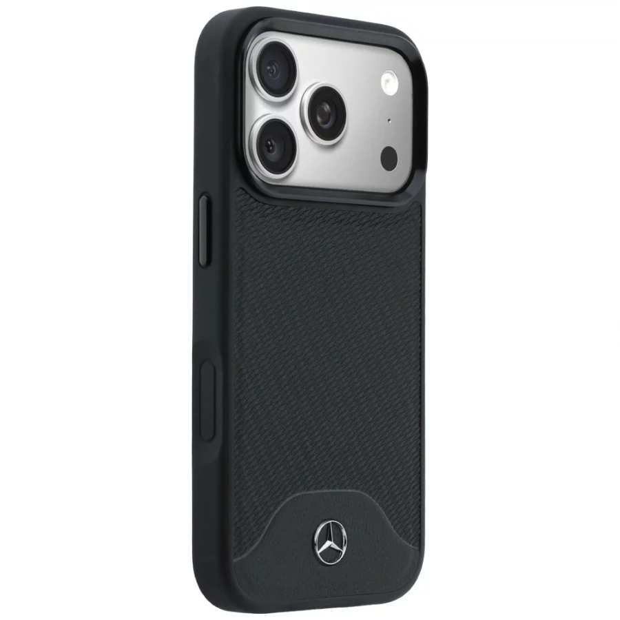 Etui Mercedes Leather Wood Effect and Curve MagSafe na iPhone 17 Pro Max - czarne