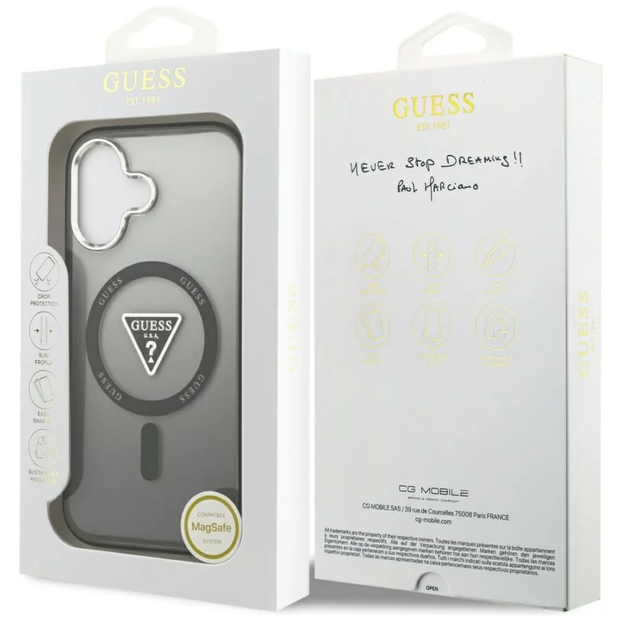 Etui Guess IML Gradient Triangle Logo MagSafe na iPhone 17 - czarne