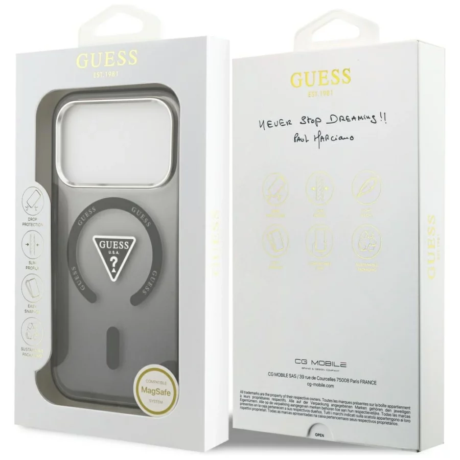 Etui Guess IML Gradient Triangle Logo MagSafe na iPhone 17 Pro - czarne
