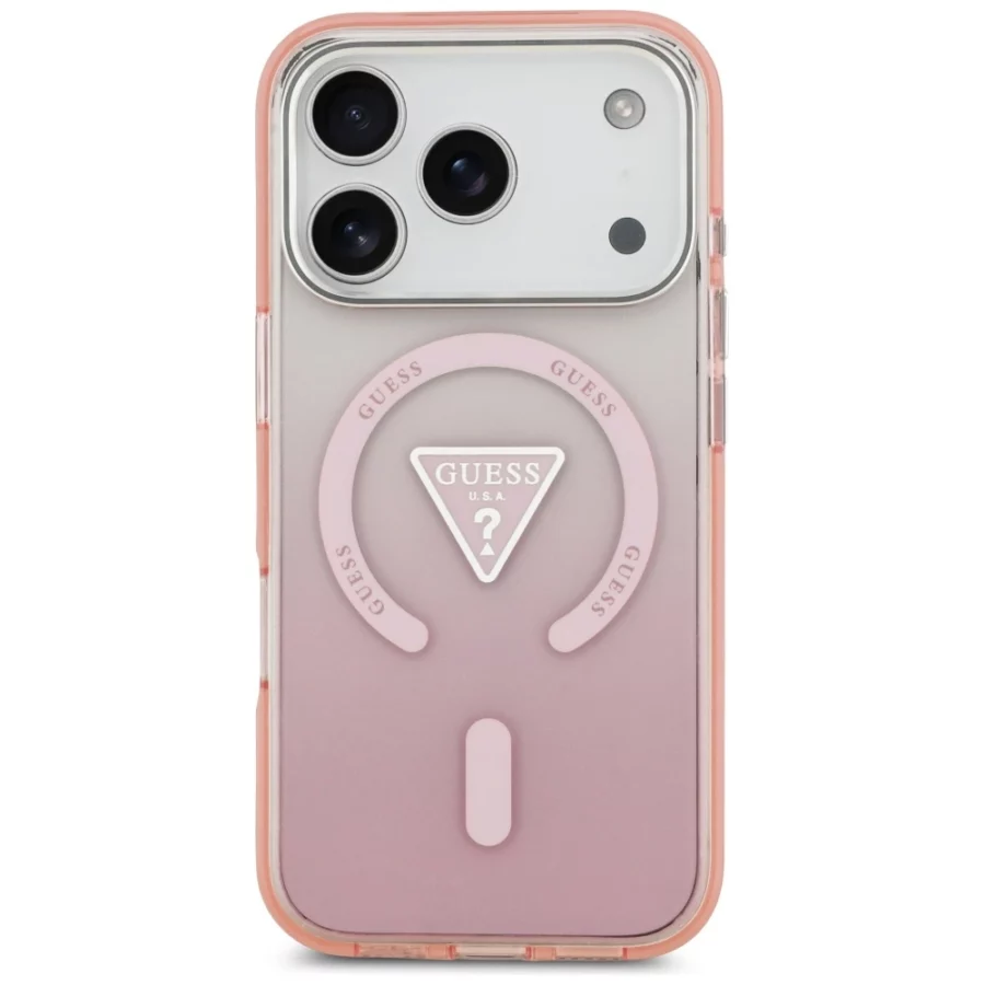 Etui Guess IML Gradient Triangle Logo MagSafe na iPhone 17 Pro - różowe