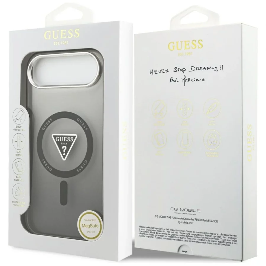 Etui Guess IML Gradient Triangle Logo MagSafe na iPhone Air - czarne