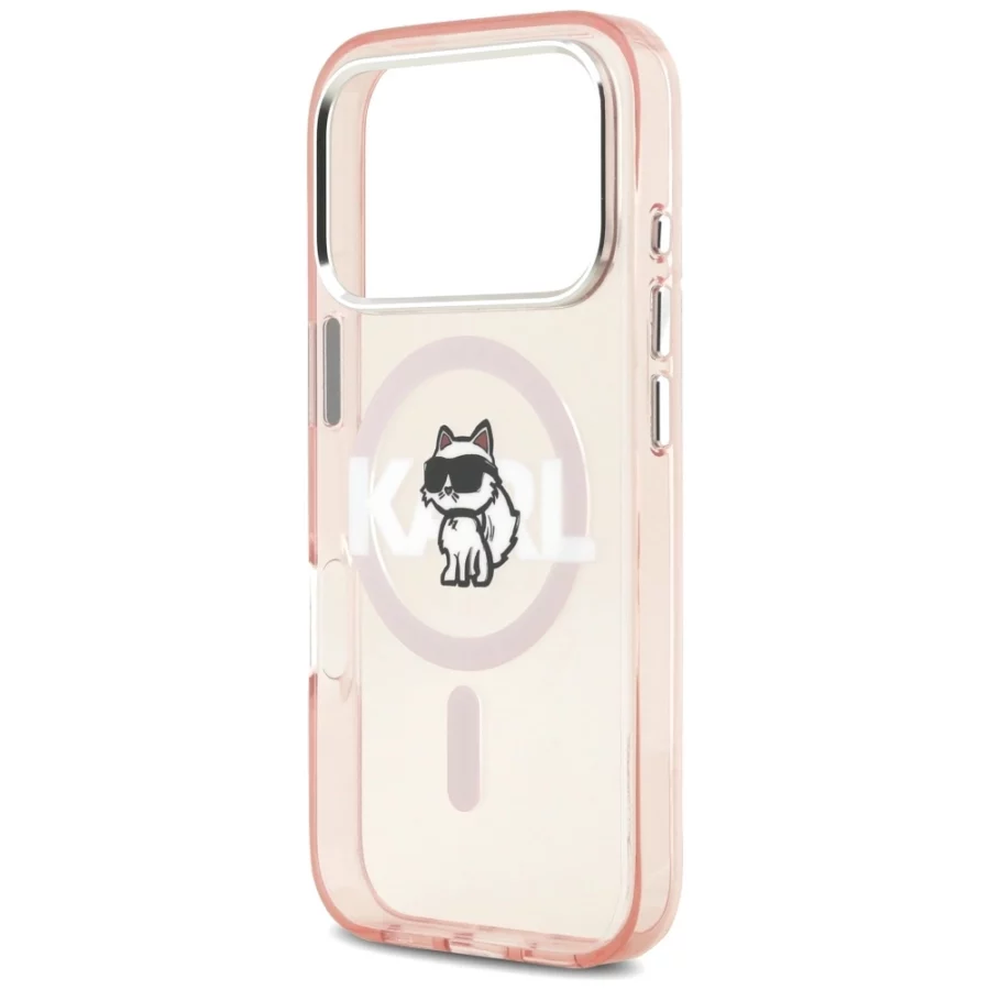 Etui Karl Lagerfeld IML Choupette Sketch Logo MagSafe na iPhone 17 Pro - różowe