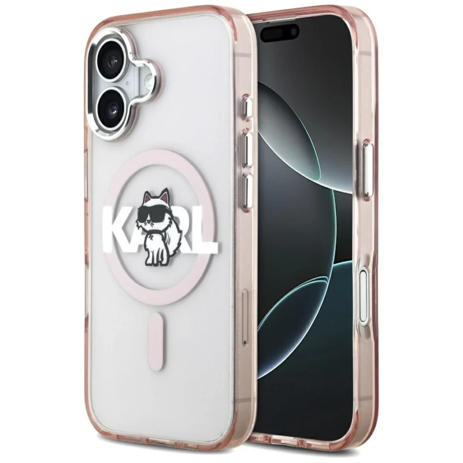 Etui Karl Lagerfeld IML Choupette Sketch Logo MagSafe na iPhone 17 - różowe