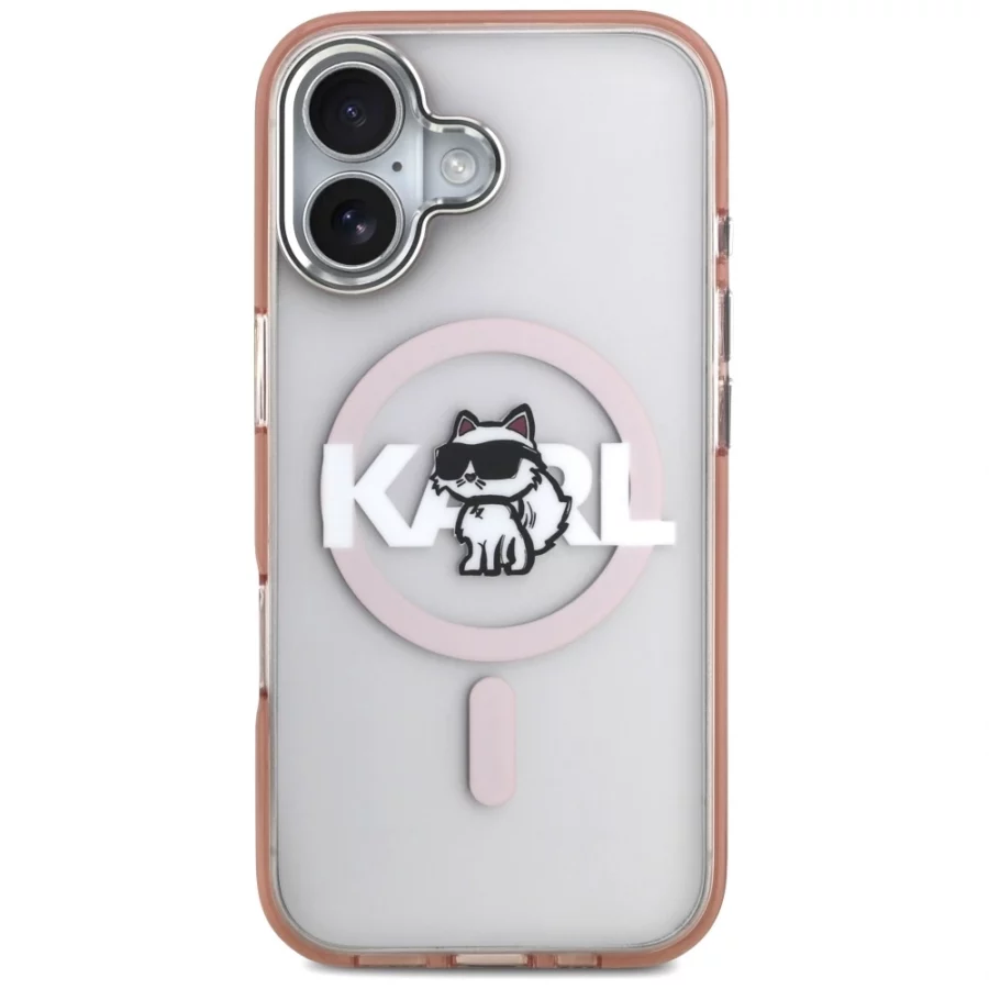 Etui Karl Lagerfeld IML Choupette Sketch Logo MagSafe na iPhone 17 - różowe