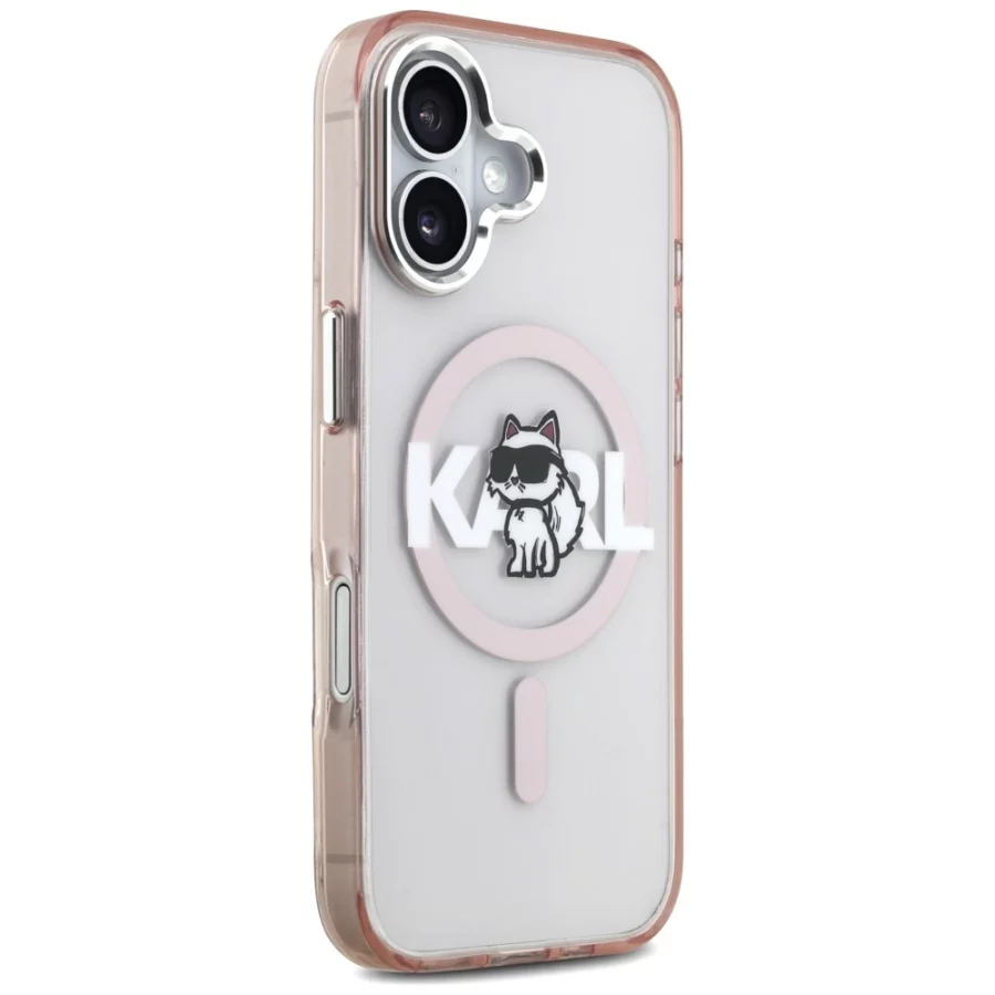 Etui Karl Lagerfeld IML Choupette Sketch Logo MagSafe na iPhone 17 - różowe