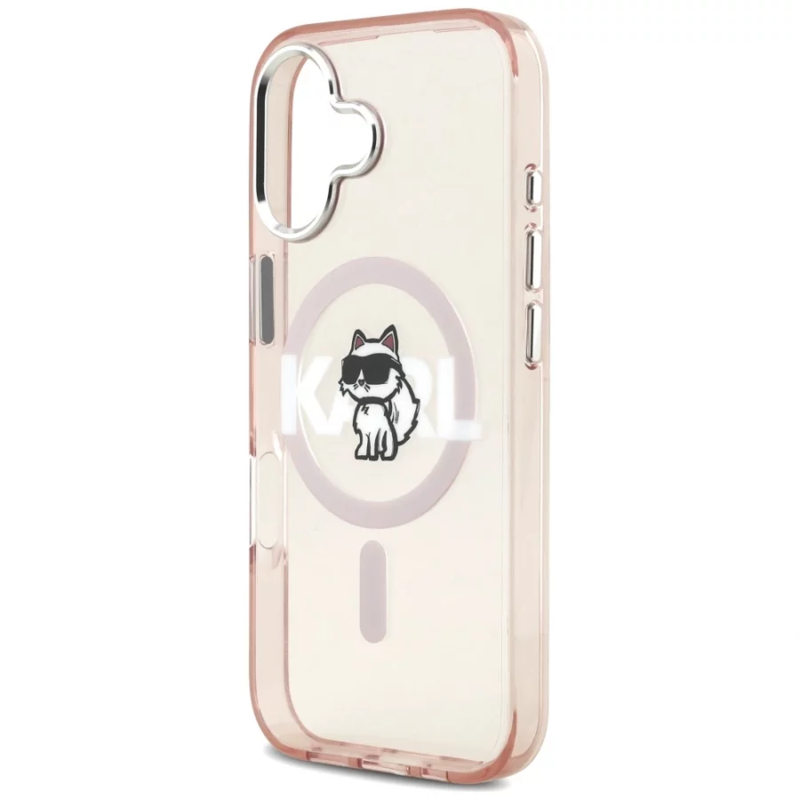 Etui Karl Lagerfeld IML Choupette Sketch Logo MagSafe na iPhone 17 - różowe