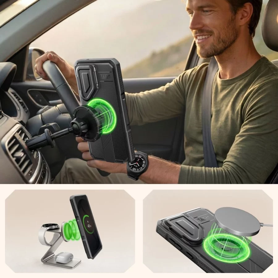 Etui Tech-Protect Kevlar MagSafe 2-Set na Samsung Galaxy S26 Ultra - czarne