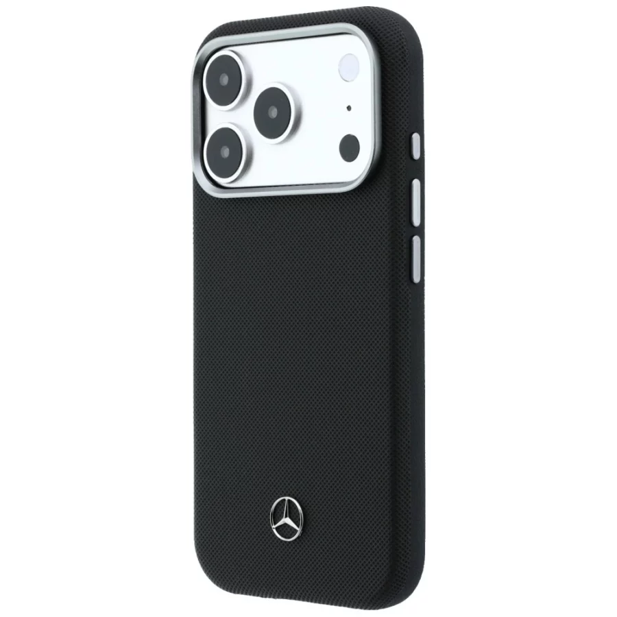 Etui Mercedes Leather Semi Wrap Wood Effect MagSafe na iPhone 17 Pro Max - czarne