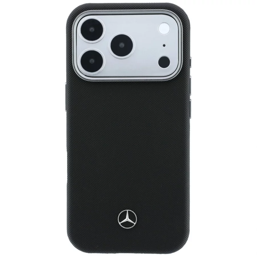 Etui Mercedes Leather Semi Wrap Wood Effect MagSafe na iPhone 17 Pro Max - czarne