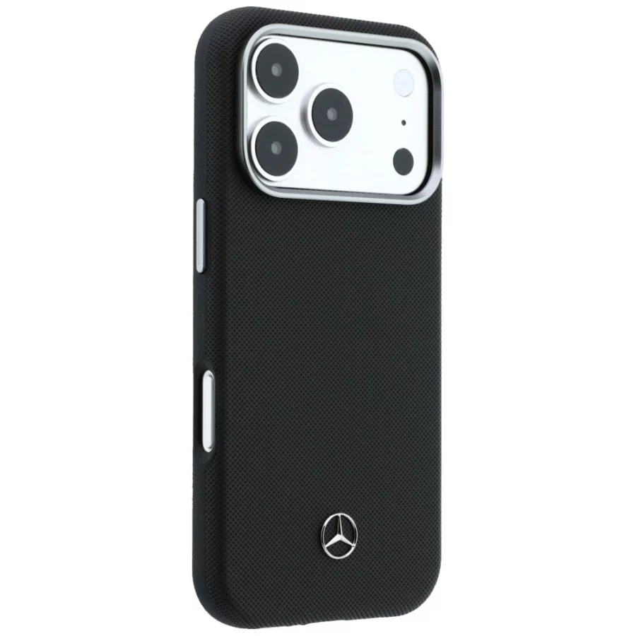 Etui Mercedes Leather Semi Wrap Wood Effect MagSafe na iPhone 17 Pro Max - czarne