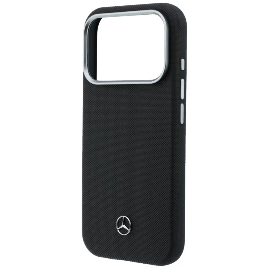 Etui Mercedes Leather Semi Wrap Wood Effect MagSafe na iPhone 17 Pro Max - czarne
