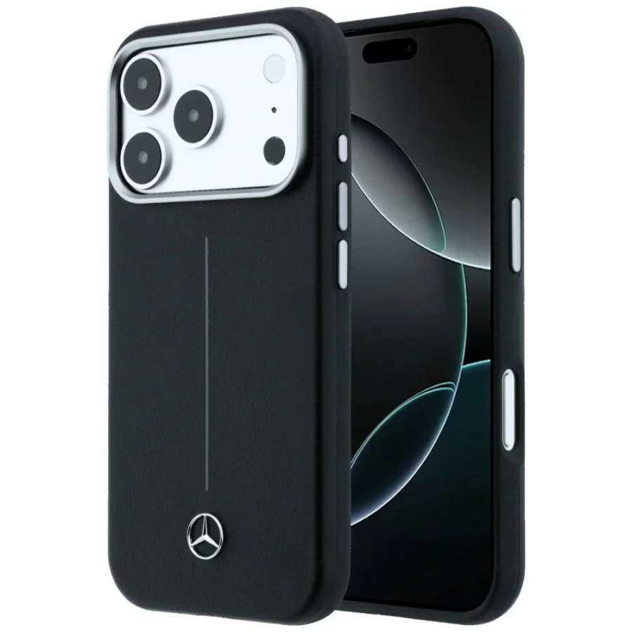 Etui Mercedes Leather Semi Wrap Iconic Line MagSafe na iPhone 17 Pro - czarne