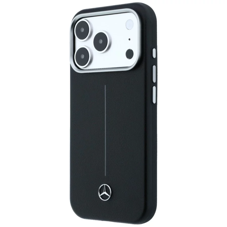 Etui Mercedes Leather Semi Wrap Iconic Line MagSafe na iPhone 17 Pro - czarne