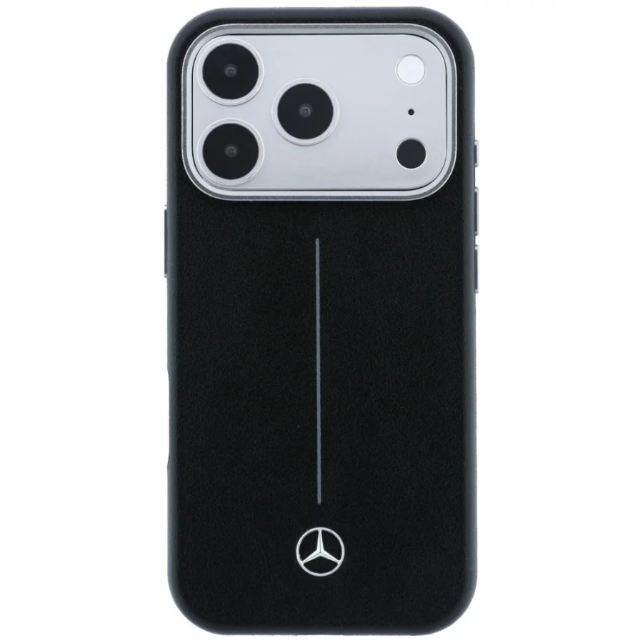 Etui Mercedes Leather Semi Wrap Iconic Line MagSafe na iPhone 17 Pro - czarne