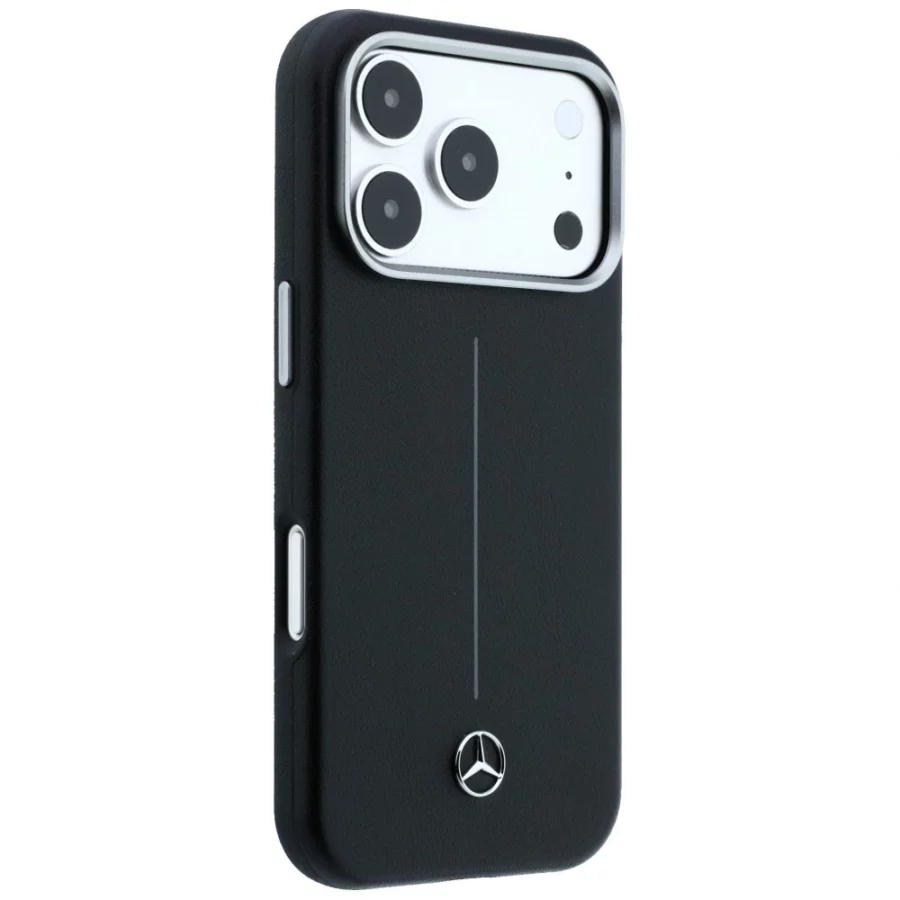 Etui Mercedes Leather Semi Wrap Iconic Line MagSafe na iPhone 17 Pro - czarne