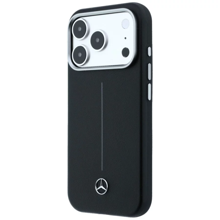 Etui Mercedes Leather Semi Wrap Iconic Line MagSafe na iPhone 17 Pro Max - czarne