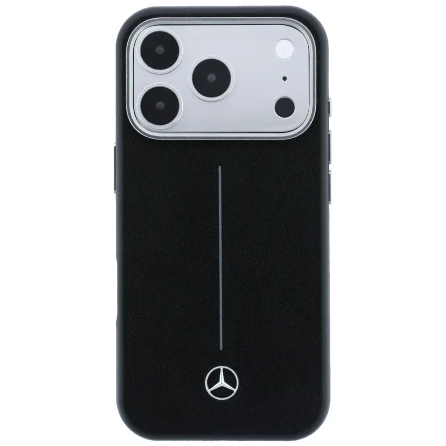 Etui Mercedes Leather Semi Wrap Iconic Line MagSafe na iPhone 17 Pro Max - czarne