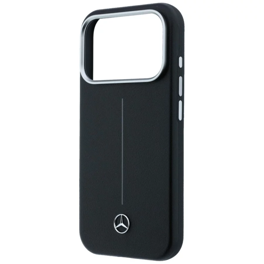 Etui Mercedes Leather Semi Wrap Iconic Line MagSafe na iPhone 17 Pro Max - czarne