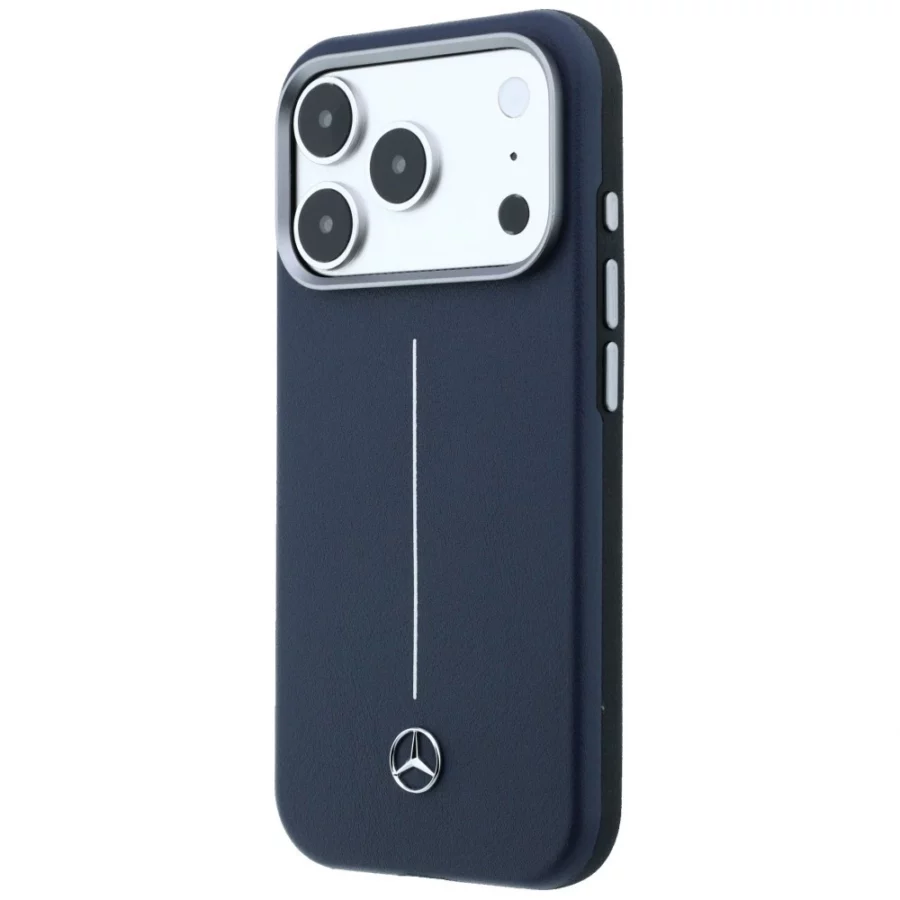 Etui Mercedes Leather Semi Wrap Iconic Line MagSafe na iPhone 17 Pro Max - granatowe