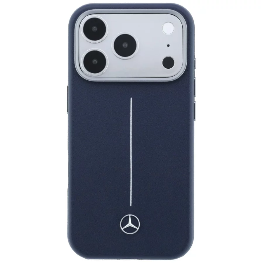 Etui Mercedes Leather Semi Wrap Iconic Line MagSafe na iPhone 17 Pro Max - granatowe