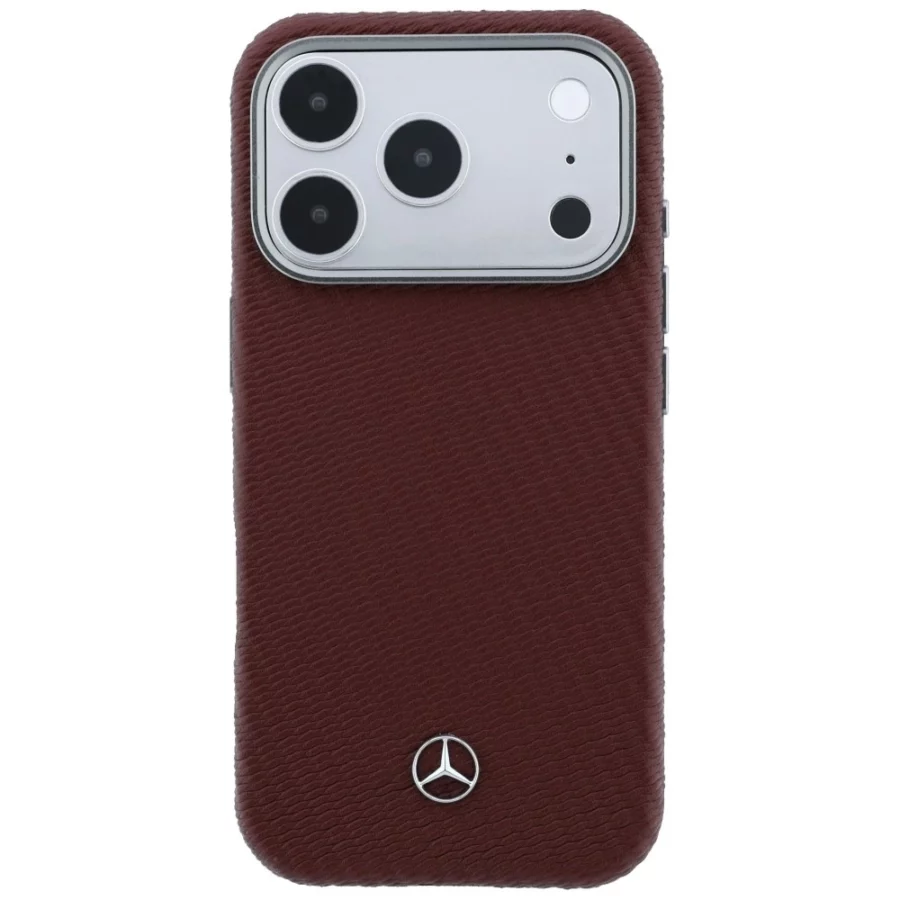 Etui Mercedes Leather Semi Wrap Wood Effect MagSafe na iPhone 17 Pro - czerwone