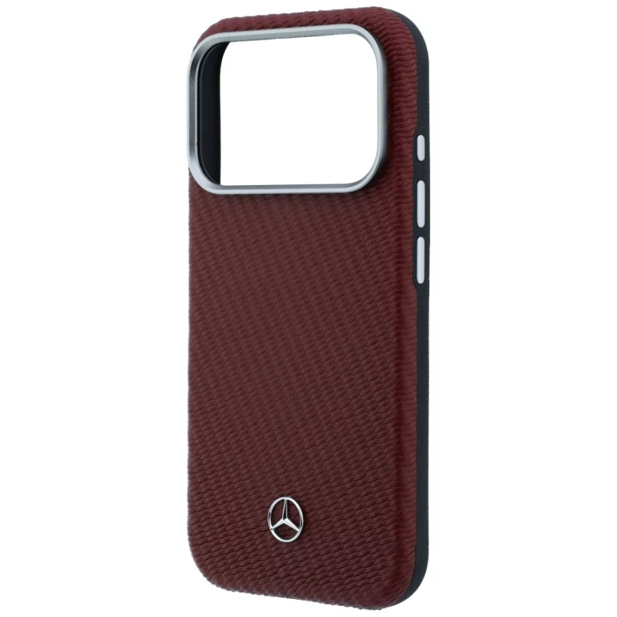 Etui Mercedes Leather Semi Wrap Wood Effect MagSafe na iPhone 17 Pro - czerwone