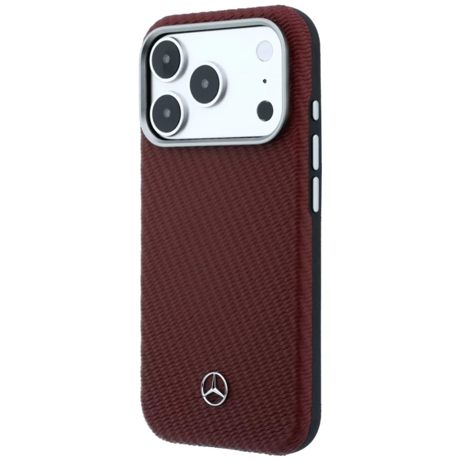 Etui Mercedes Leather Semi Wrap Wood Effect MagSafe na iPhone 17 Pro Max - czerwone