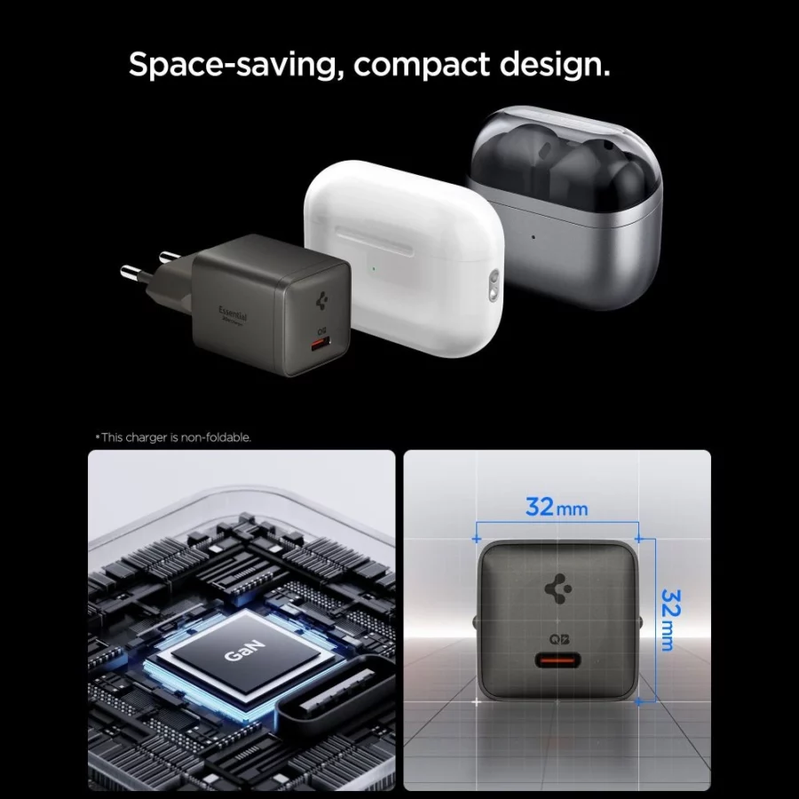 Ładowarka sieciowa Spigen Essential EE301EU 1-Port 30W - ciemnoszara