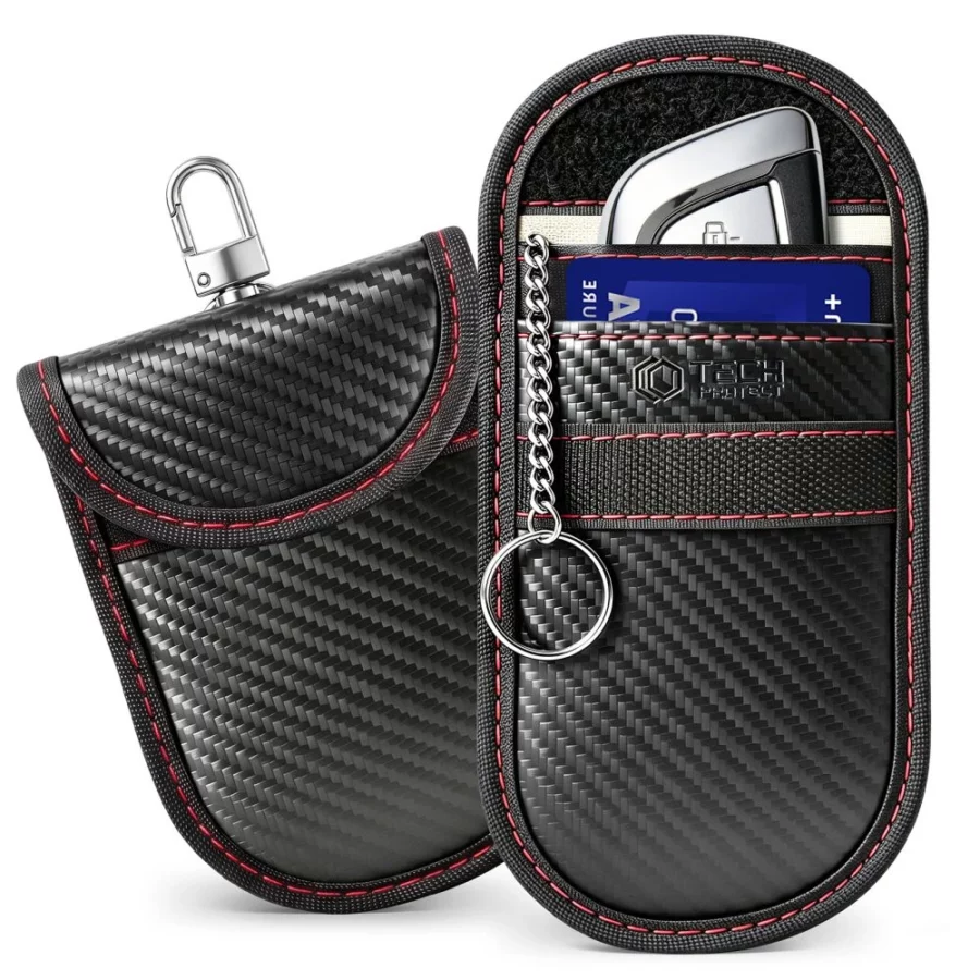 Etui antykradzieżowe Tech-Protect KLR100 RFID - czarno-czerwone