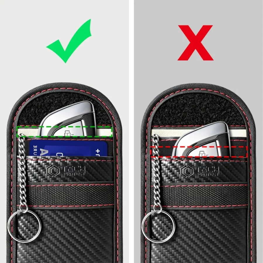 Etui antykradzieżowe Tech-Protect KLR100 RFID - czarno-czerwone