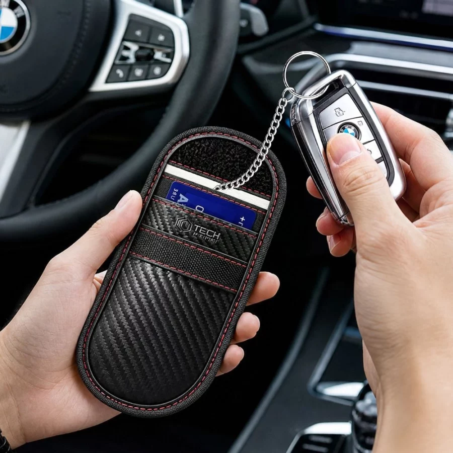 Etui antykradzieżowe Tech-Protect KLR100 RFID - czarno-czerwone